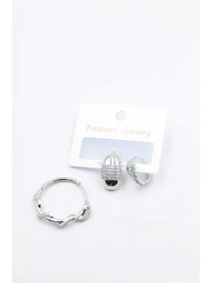 3lü Yılan Küpe - Gümüş