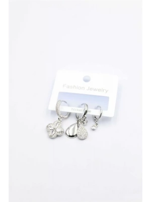 3lü Yonca Küpe - Gümüş