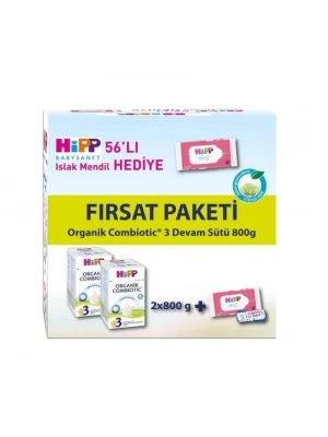 3 Organik Combiotic Bebek Sütü 800 Gr X2 Islak Mendil Hediyeli