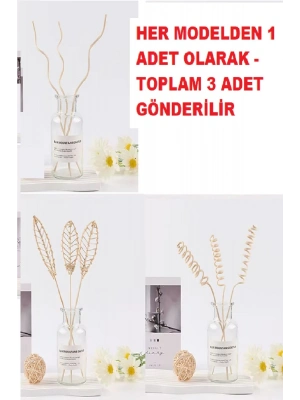 3 Tek Adet 3 Model Aromaterapi Koku Dağıtıcı Rattan Şişe Ahşap Difüzör Çubuk (spiral-yaprak-dalgalı)