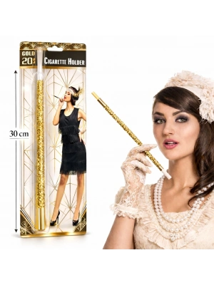 30 Cm Altın Gold Payetli Sigara Tutacağı – 1920’ler Gatsby Parti Aksesuarı