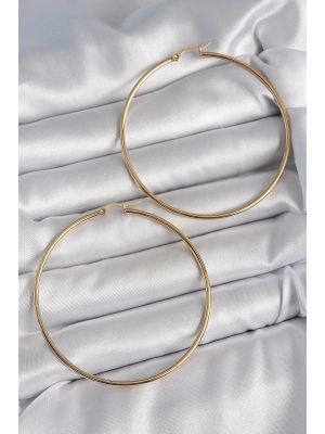 316 Çelik Gold Renk 63 mm Halka Model Kadın Küpe