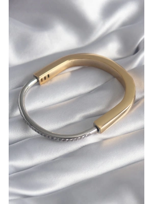 ® 316L Çelik Gold Gümüş Renk Zirkon Taşlı VIP Seri Kadın Kelepçe