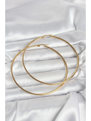 ® 316L Çelik Gold Renk 80 mm Kadın Halka Küpe