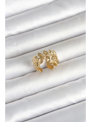 316L Çelik Gold Renk Başak Form Kadın Yüzük