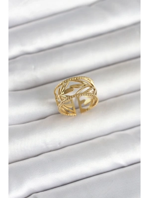 316L Çelik Gold Renk Başak Model Kadın Yüzük