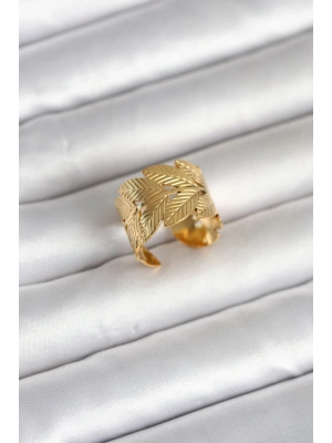 316L Çelik Gold Renk Başak Modeli Kadın Yüzük