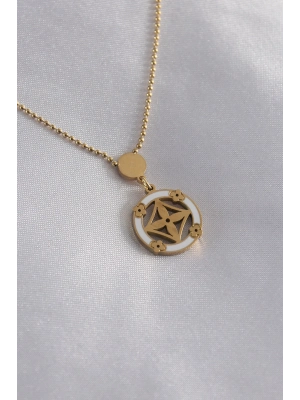 ® 316L Çelik Gold Renk Çiçek Figür Kadın Kolye