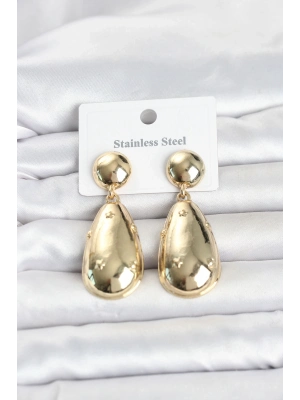 316L Çelik Gold Renk Damla Model Kadın Küpe