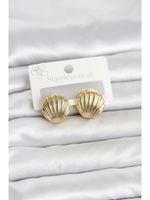 316L Çelik Gold Renk Deniz Kabuğu Model Kadın Küpe