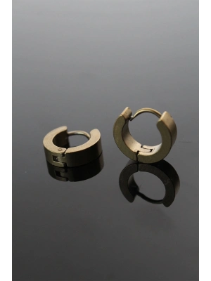 316L Çelik Gold Renk Halka Model Çift Küpe