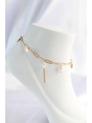 ® 316L Çelik Gold Renk Kalp Detaylı Sallantılı Halhal