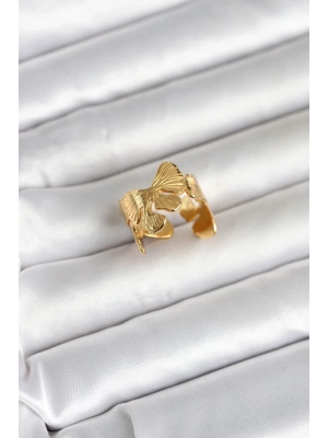 316L Çelik Gold Renk Lotus Model Kadın Yüzük