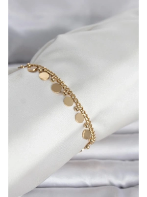 316L Çelik Gold Renk Pullu Model Kadın Bileklik