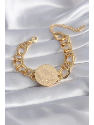 316L Çelik Gold Renk Reşat Altın Model Samanyolu Kadın Bileklik