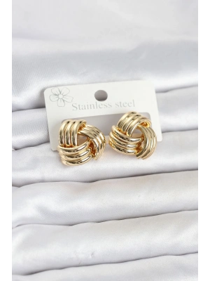 316L Çelik Gold Renk Sarmal Model Kadın Küpe