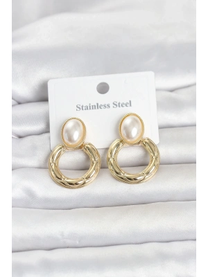 316L Çelik Gold Renk Vintage Model Kadın Küpe