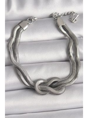 316L Çelik Gümüş Renk Düğüm Model Kadın Bileklik