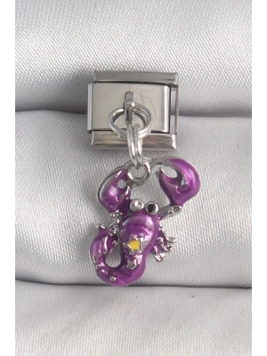 ® 316L Çelik Gümüş Renk Sallantı Mor Yengeç Model Yıldız Detay Nomination Charm