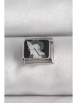 ® 316L Çelik Gümüş Renk Siyah İşlemeli Portre Model Nomination Charm