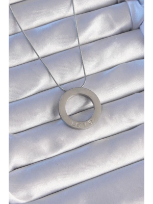 316L Çelik Gümüş Renk Zirkon Taşlı Model Kolye