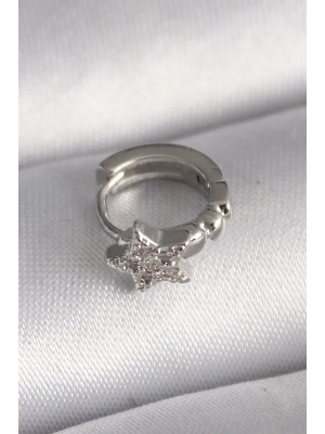 316L Çelik Gümüş Renk Zirkon Taşlı Yıldız Model Tragus Piercing