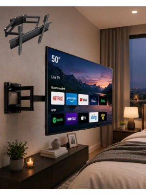 32 55 İnç TV Askı Aparatı Hareketli Duvar Askısı Döner Televizyon Tutucu