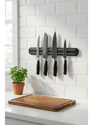 32 cm Şerit Mıknatıslı Bıçak Tutucu – Mutfak Duvar Askısı, Bıçak Organizeri
