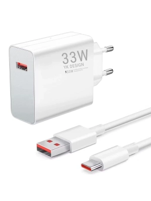 ®  33W Hızlı Şarj Adaptörü – Type-C Kablolu, USB Çıkışlı, Akıllı Şarj Destekli Duvar Tipi Şarj Cihazı