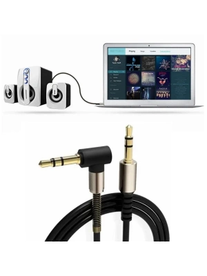 ®   3.5mm AUX Kablosu Jak Erkek Erkek L Tipi 1 Metre Ses Aktarım Kablosu