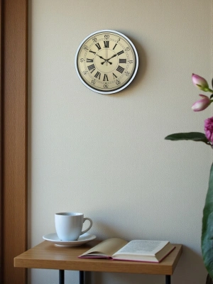 ® 36 Cm Beyaz Retro Dekoratif Duvar Saati