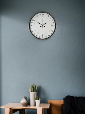 ® 36 Cm Gri 24 Saat Göstergeli Özel Tasarım Duvar Saati