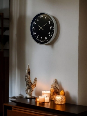 ® 36 Cm Gri Arapça Rakamlı Duvar Saati