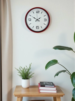 ® 36 Cm Kırmızı Modern Dekoratif Duvar Saati