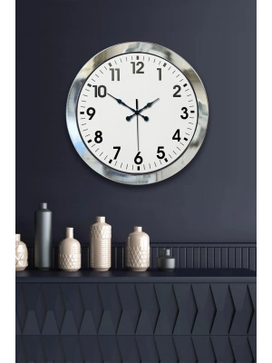 ® 36 cm Krom Metal Standart Duvar Saati