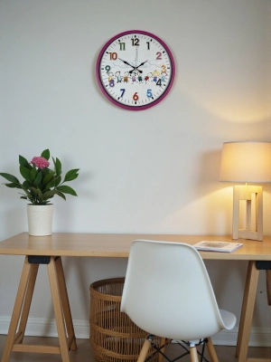 ® 36 Cm Pembe Çocuk Odası Duvar Saati