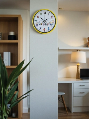 ® 36 Cm Sarı Çocuk Odası Duvar Saati