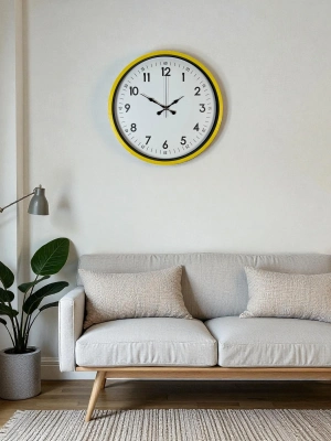 ® 36 Cm Sarı Modern Dekoratif Duvar Saati