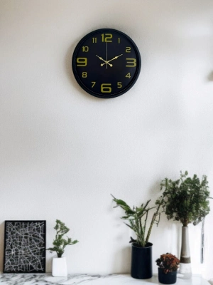 ® 36 Cm Siyah Gold Rakamlı Duvar Saati