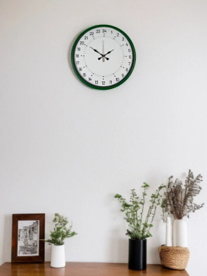 ® 36 Cm Yeşil 24 Saat Göstergeli Özel Tasarım Duvar Saati