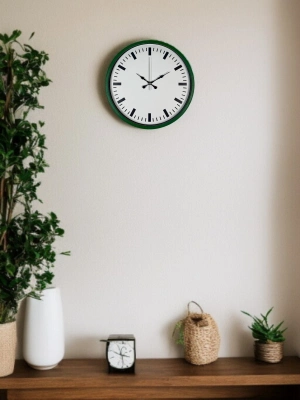 ® 36 Cm Yeşil Sade Dekoratif Duvar Saati