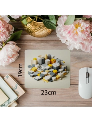3D Altıgen Bloklu Modern Tasarım Mousepad - 19x23 cm 2 mm Dikdörtgen İthal Baskılı Mouse Pad