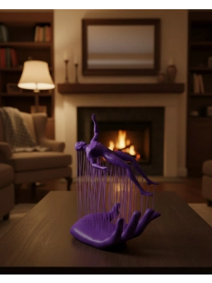 ® 3D El İnsan Figürü Mor Modern Sanatsal Dekoratif Biblo 12x18 cm