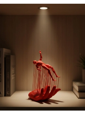 ® 3D El Üzerinde İnsan Figürü Kırmızı Sanatsal Masa Üstü Dekor 12x18 cm