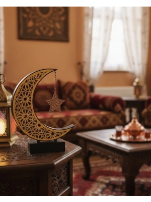 ® 3D Hilal Yıldız Süs 23x23 cm Ev ve Ofis İçin Şık Aksesuar