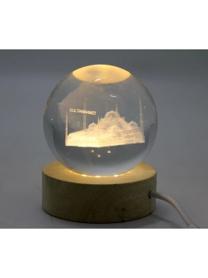 3D İstanbul Temalı Kristal Cam Küre Led Lamba Model 1