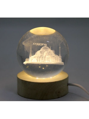 3D İstanbul Temalı Kristal Cam Küre Led Lamba Model 2