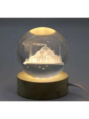 3D İstanbul Temalı Kristal Cam Küre Led Lamba Model 2