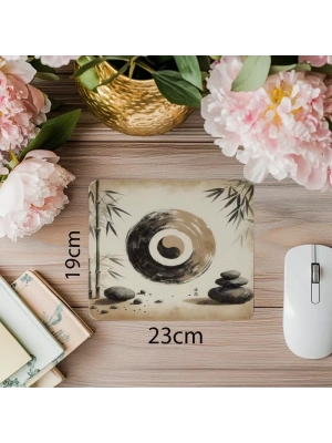3D Japon Kaligrafi Temalı Mouse Pad - 19x23 cm 2 mm Dikdörtgen İthal Baskılı Mouse Pad