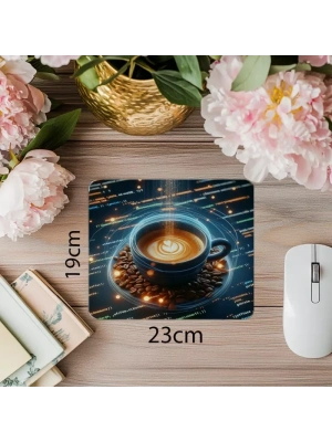 3D Kod Akışıyla Espresso Mousepad Tasarımı - 19x23 cm 2 mm Dikdörtgen İthal Baskılı Mouse Pad